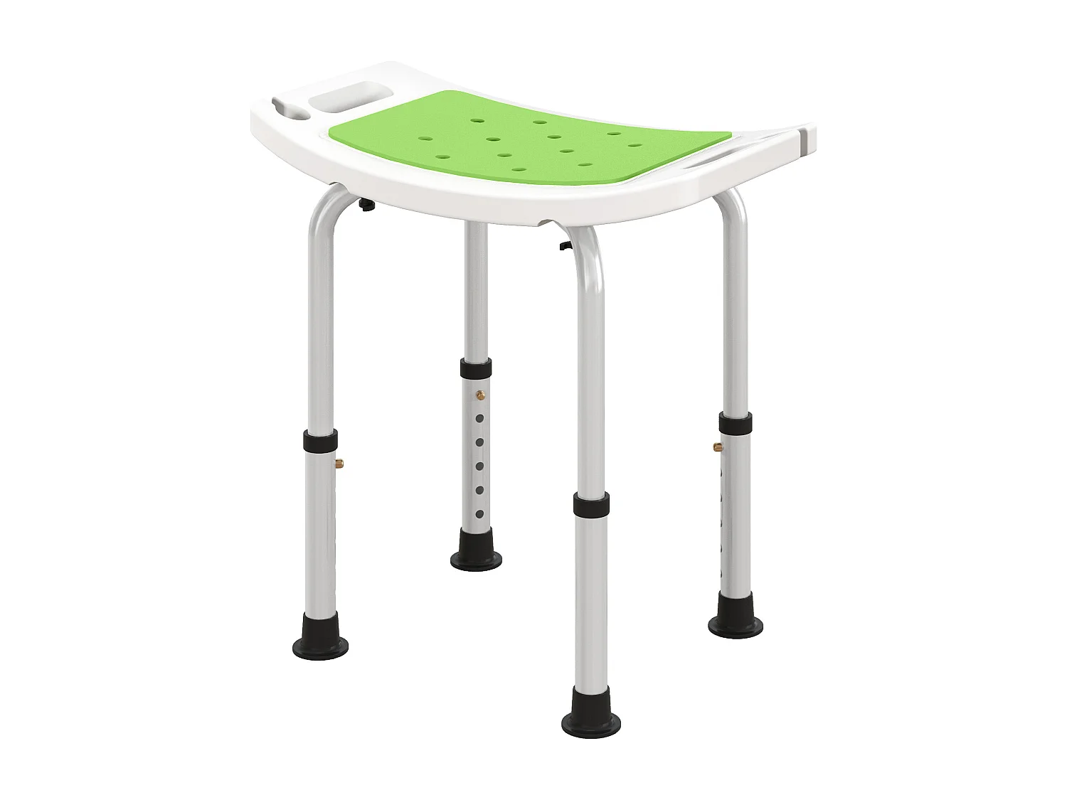 Sgabello da doccia ad altezza regolabile alluminio e plastica verde