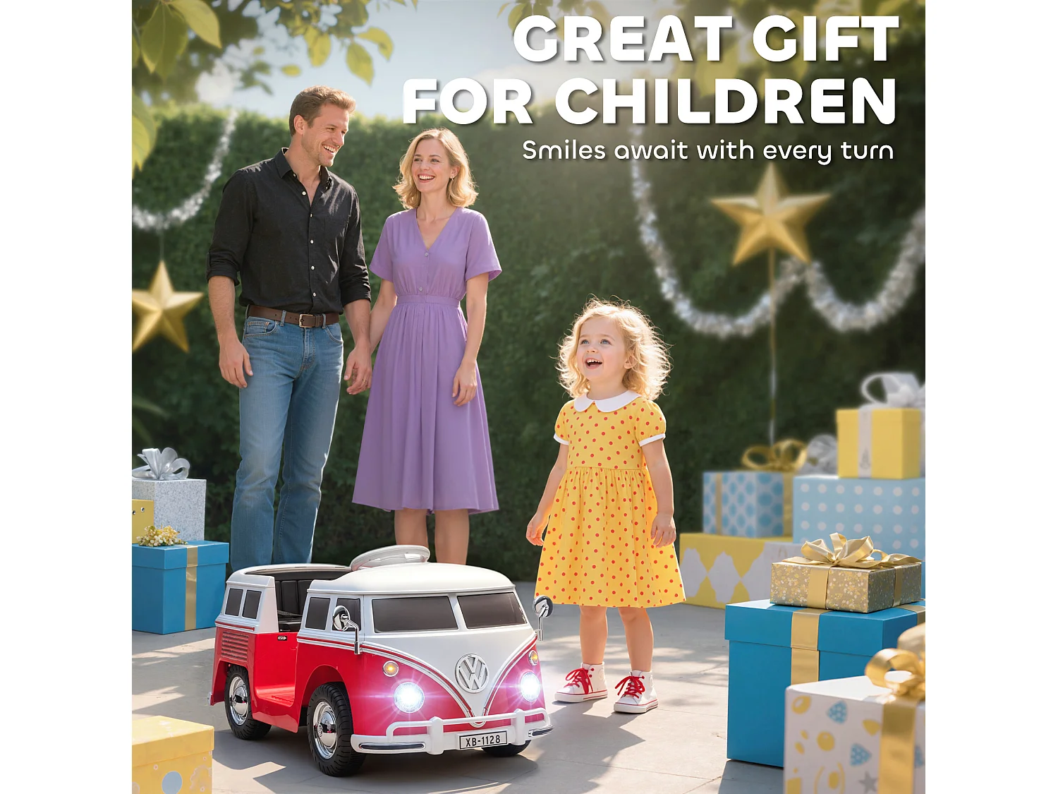 Auto elettrica per bambini volkswagen t1 89x49x41.5 cm rosso