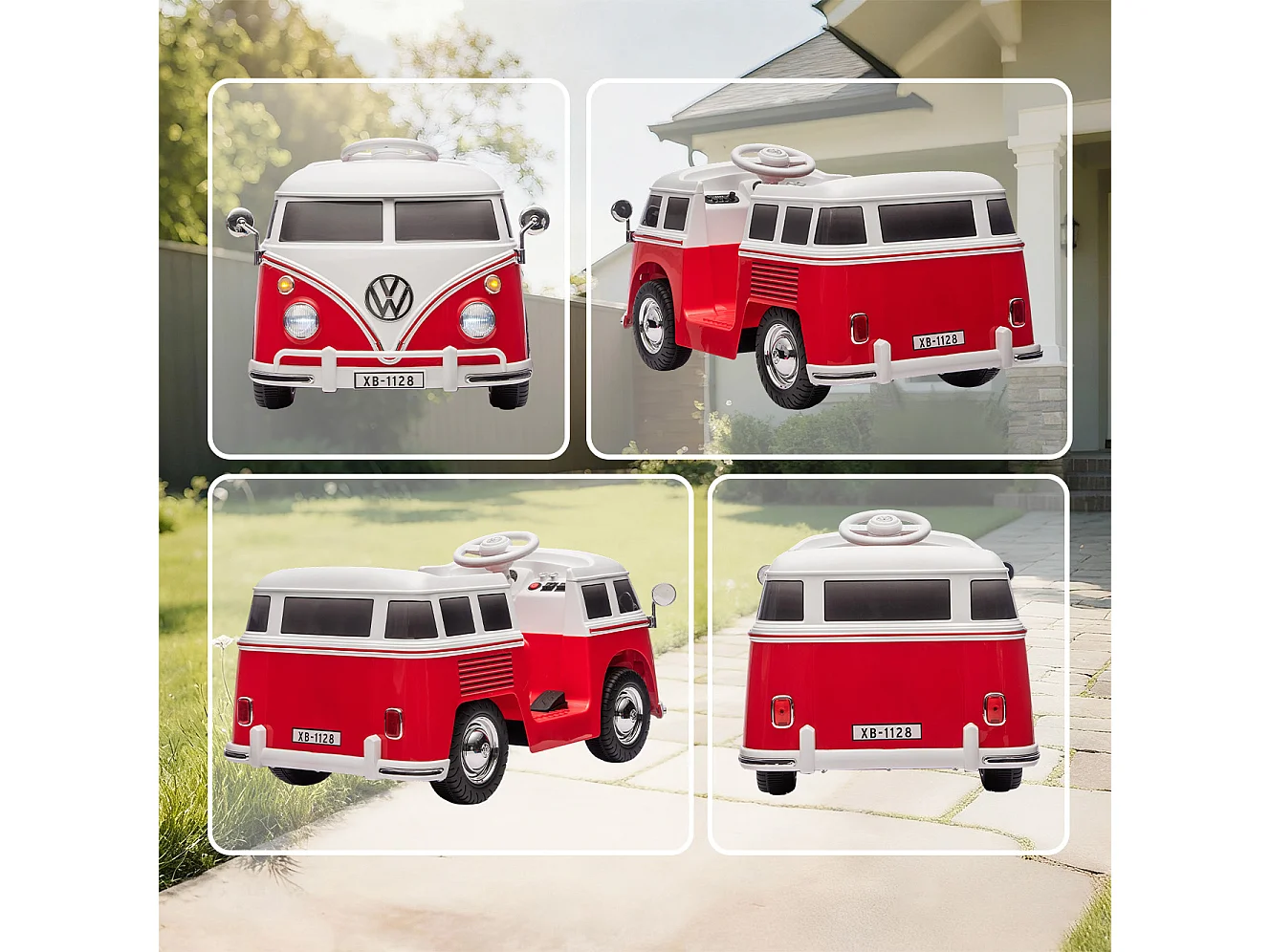Auto elettrica per bambini volkswagen t1 89x49x41.5 cm rosso