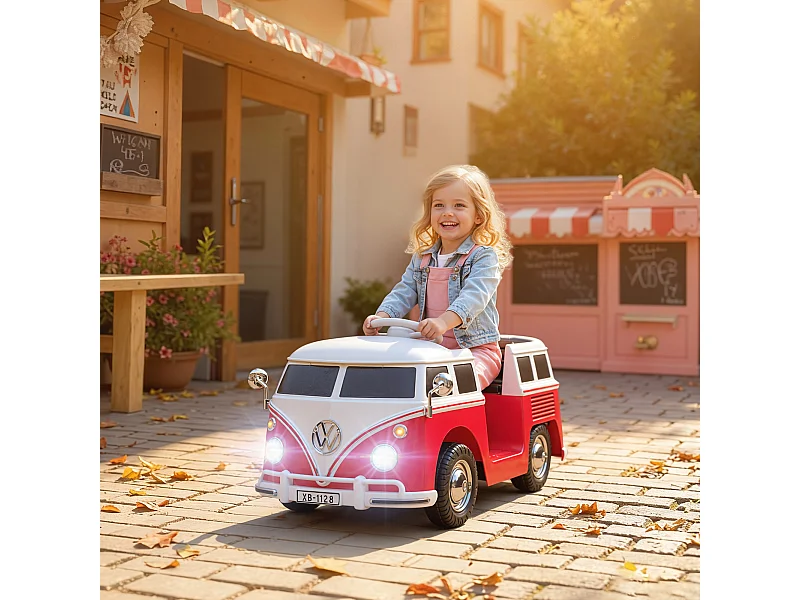 Auto elettrica per bambini volkswagen t1 89x49x41.5 cm rosso