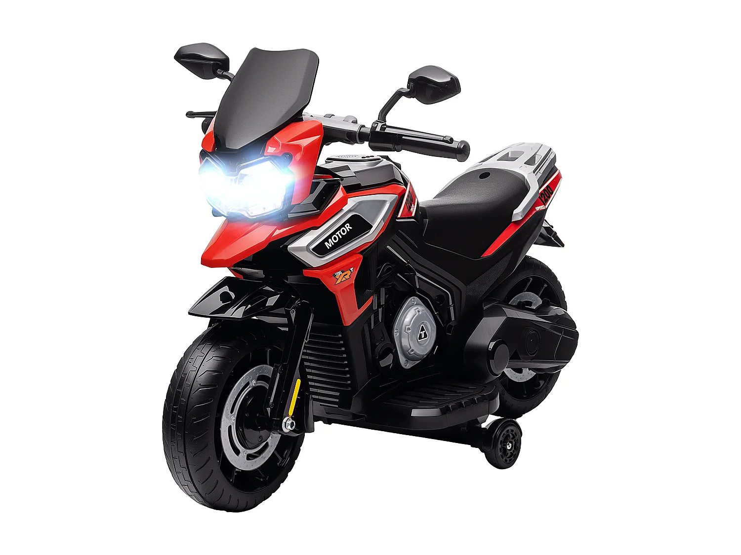 Moto Giocattolo con Rotelle, Specchietti e Poggiapiedi rosso