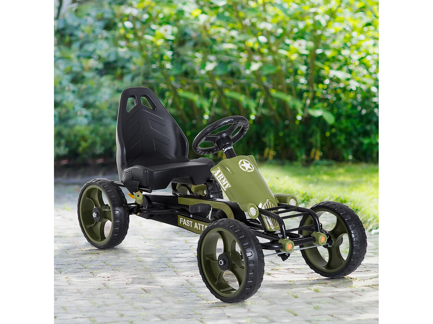 Go kart a pedali per bambini 3-6 con sedile regolabile verde