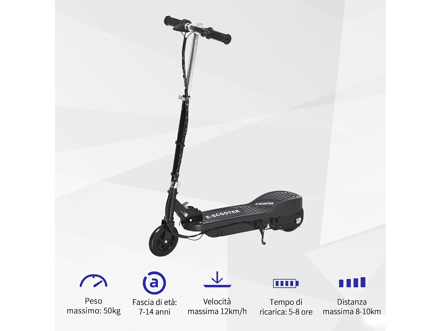 Monopattino elettrico per bambini pieghevole da 120w 12km/h 50kg