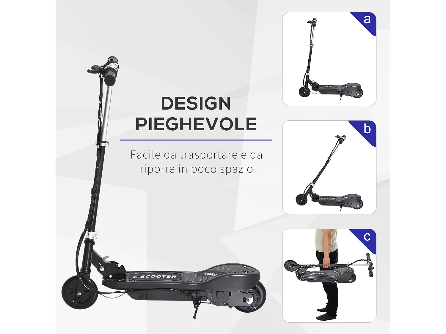 Monopattino elettrico per bambini pieghevole da 120w 12km/h 50kg