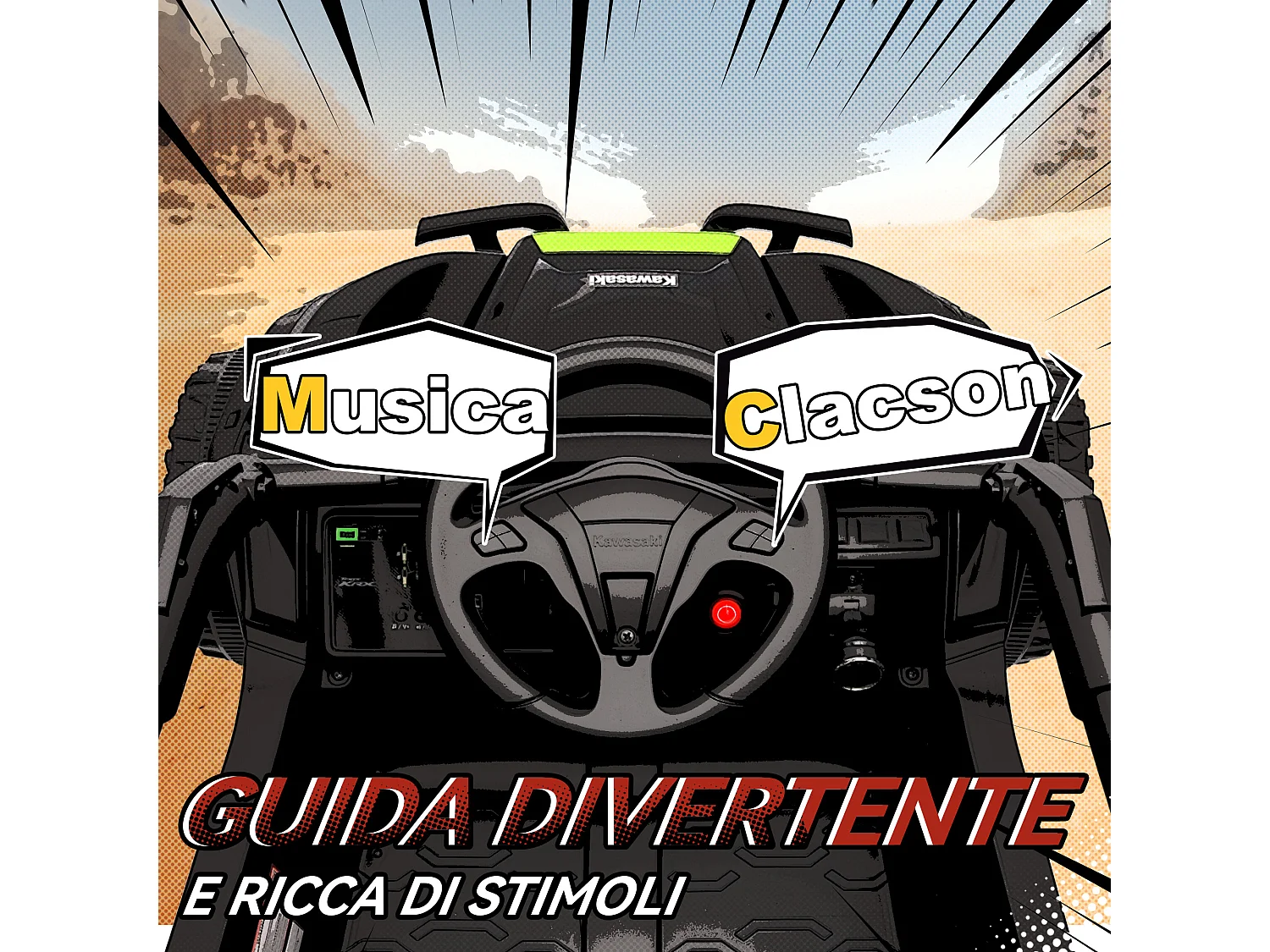 Macchina elettrico per bambini kawasaki con telecomando nero