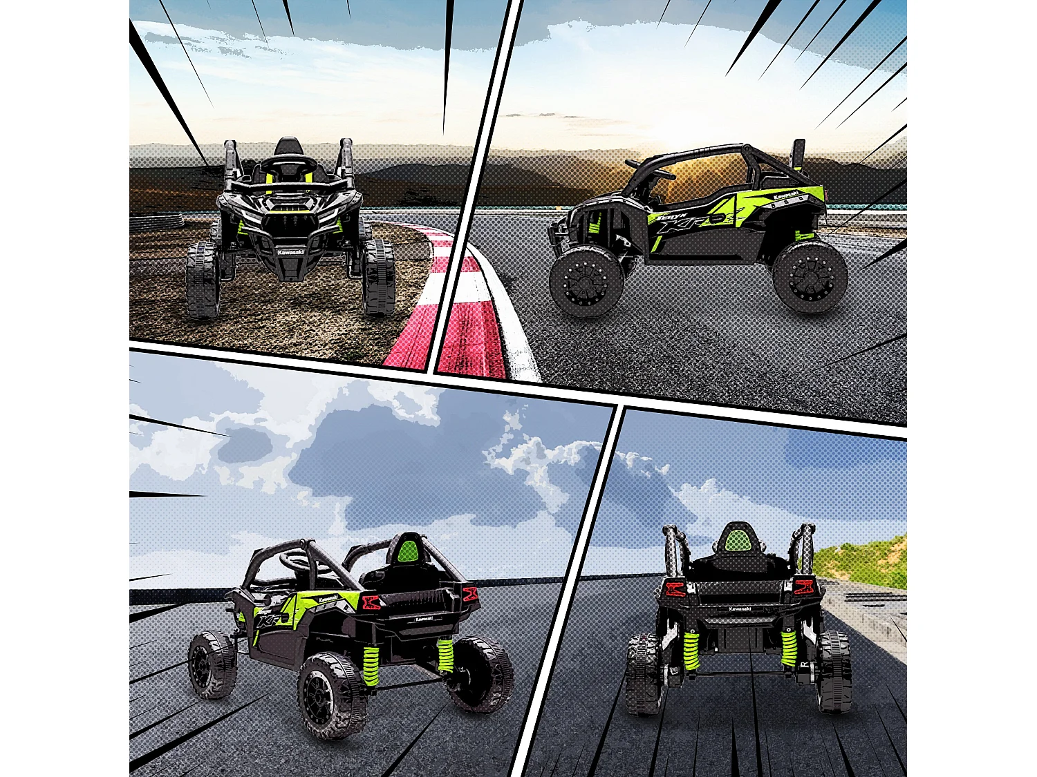 Macchina elettrico per bambini kawasaki con telecomando nero