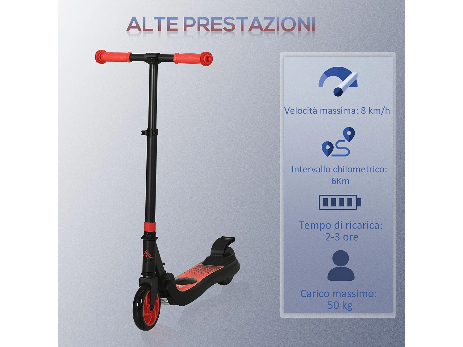 Monopattino elettrico pieghevole per bambini 6+ anni nero e rosso