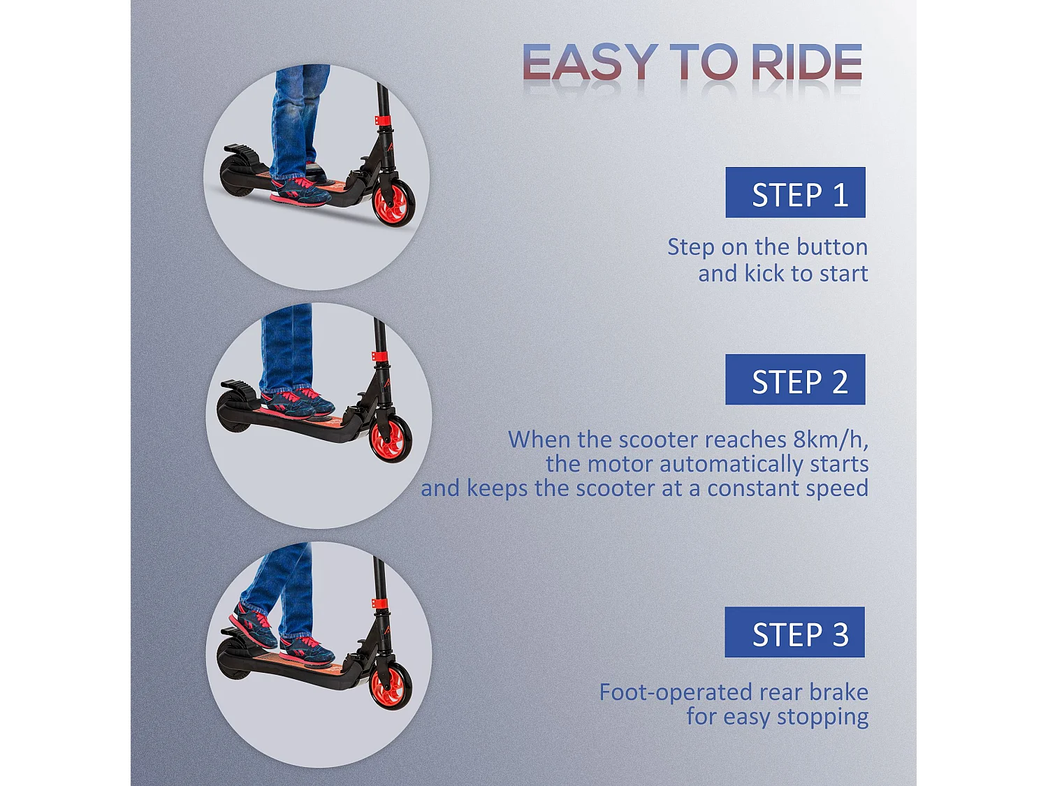 Monopattino elettrico pieghevole per bambini 6+ anni nero e rosso