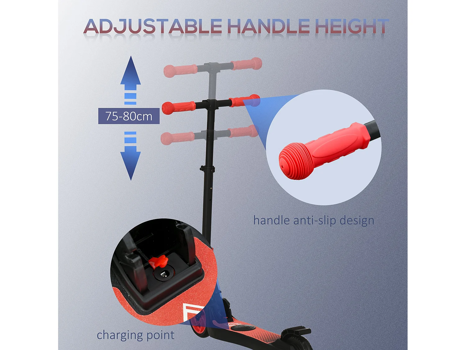 Monopattino elettrico pieghevole per bambini 6+ anni nero e rosso