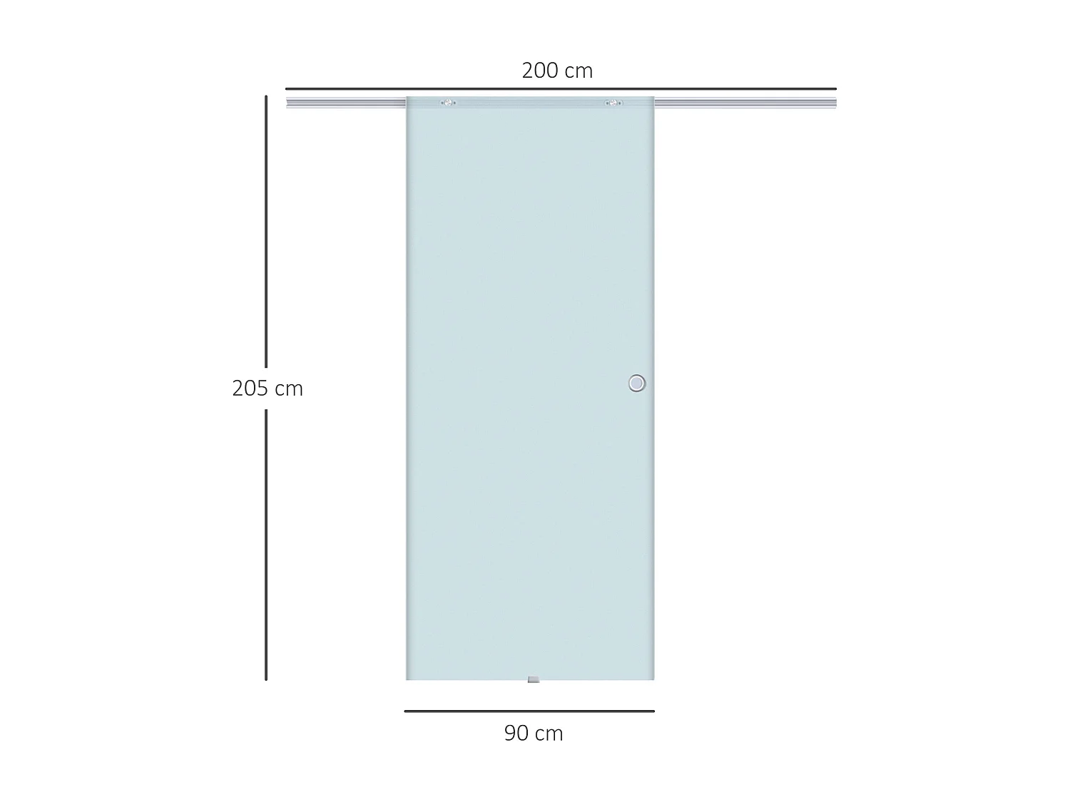 Porta scorrevole vetro satinato binario in alluminio 205x90cm