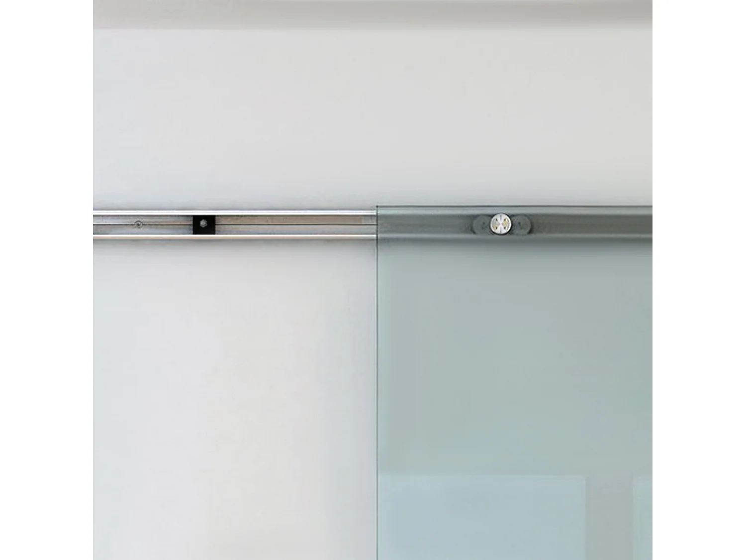 Porta scorrevole vetro satinato binario in alluminio 205x90cm