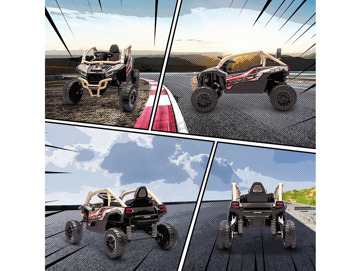 Macchina elettrico per bambini kawasaki con telecomando giallo