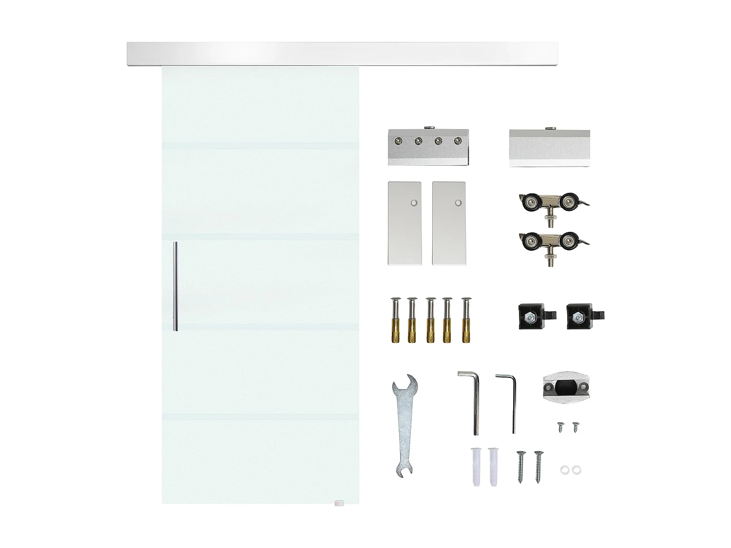 Porta scorrevole con maniglia per casa e ufficio in vetro satinato 8mm
