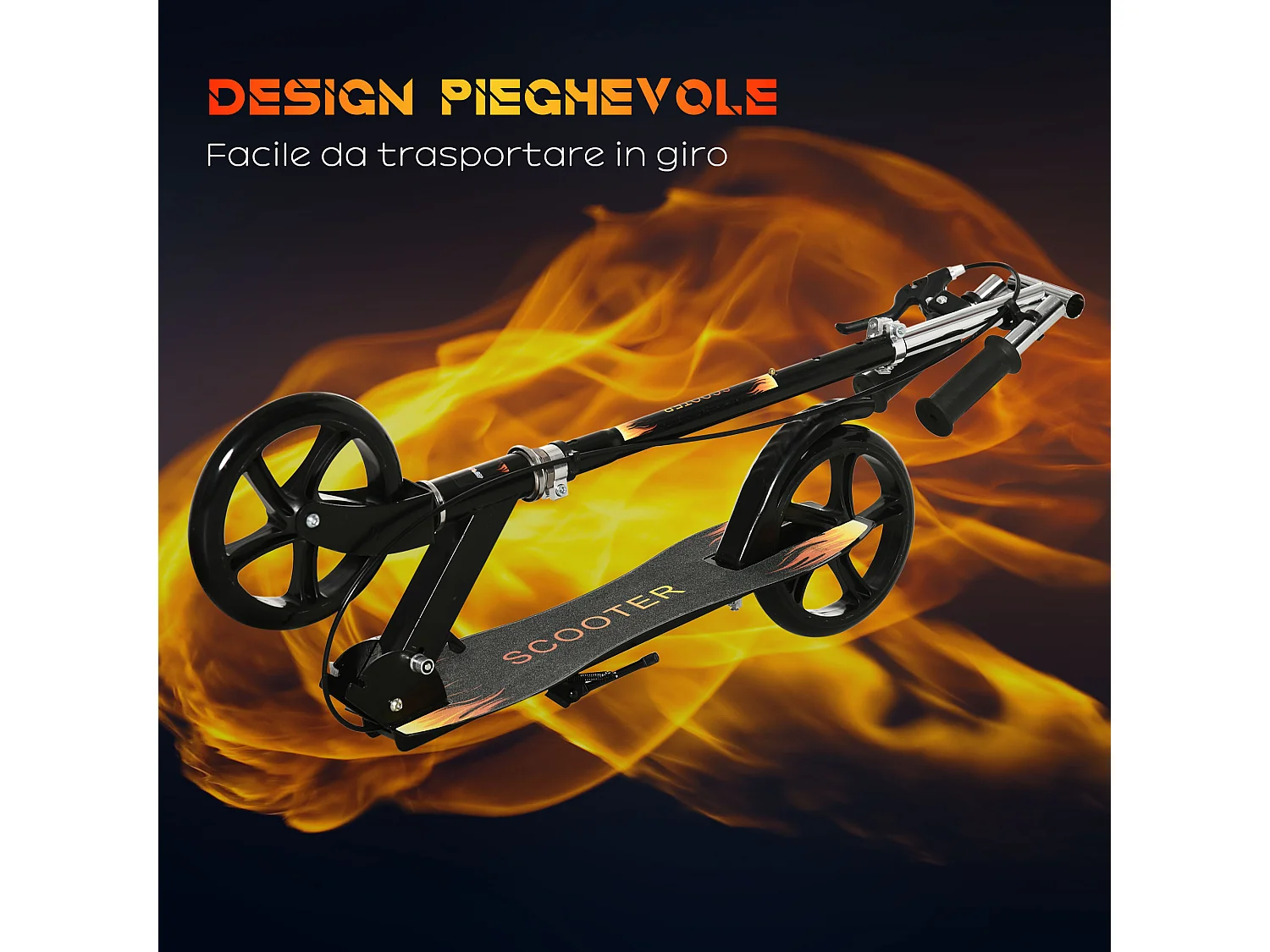 Monopattino per bambini pieghevole con manubrio regolabile nero