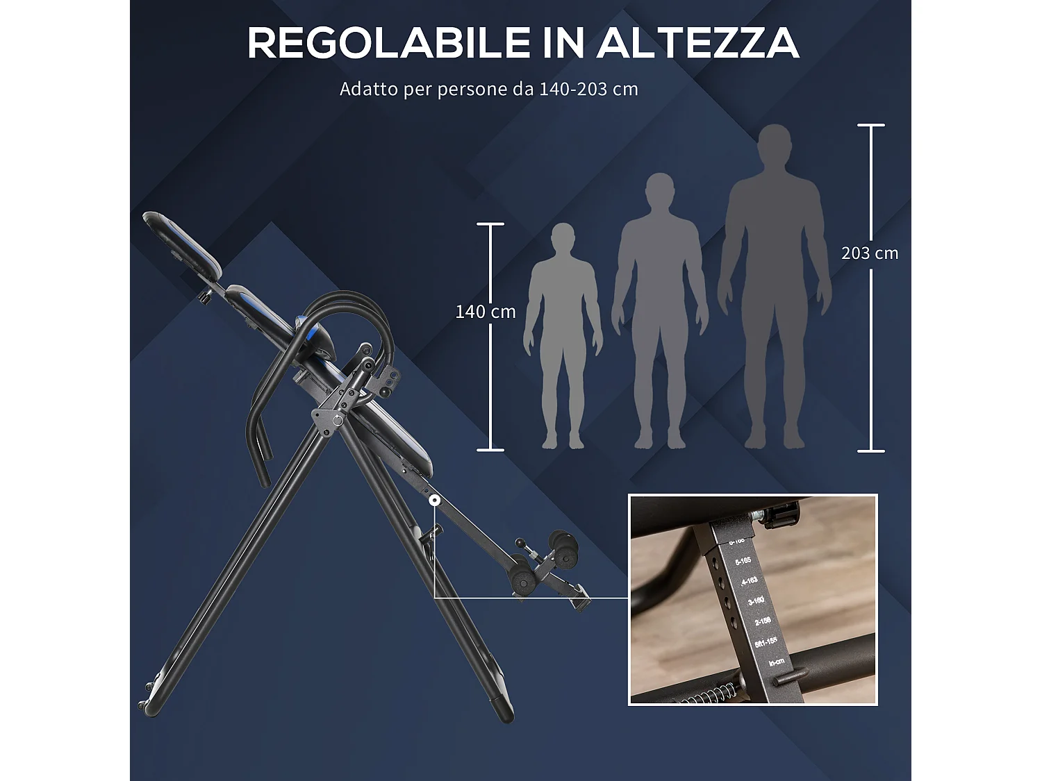 Panca per inversione gravitazionale regolabile e pieghevole nero