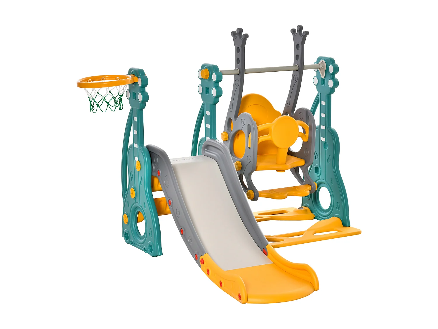 Scivolo per bambini altalena canestro multicolore 152x149x107cm