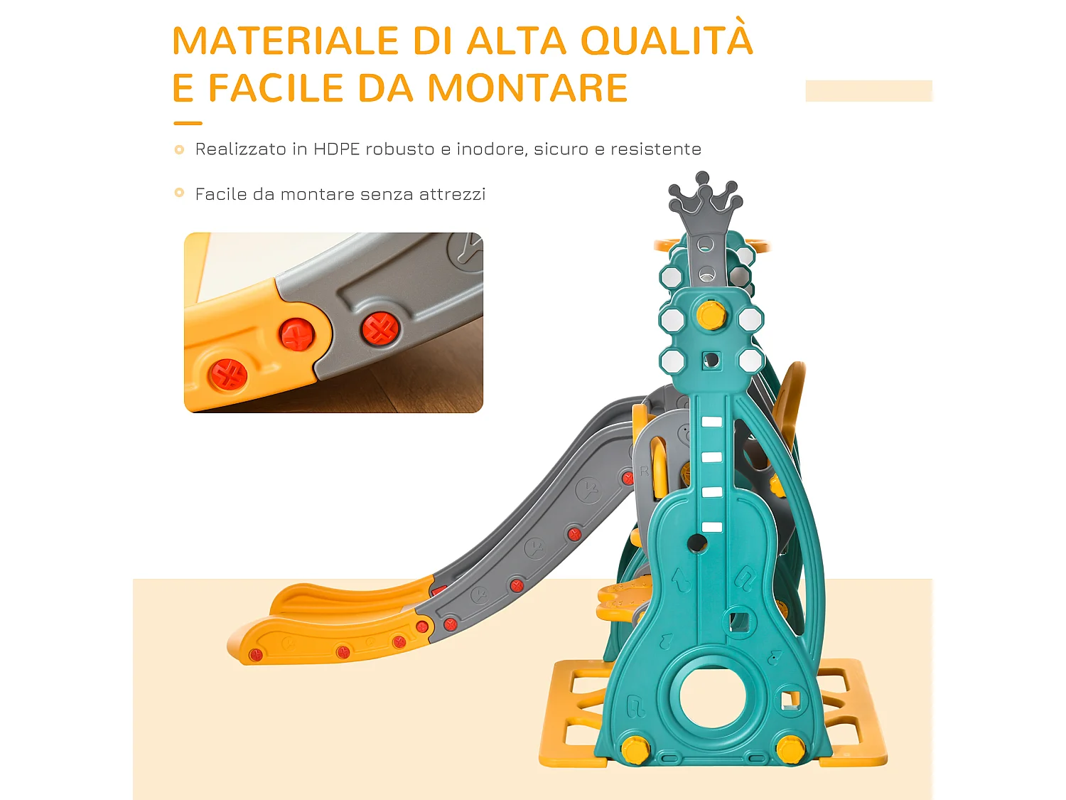 Scivolo per bambini altalena canestro multicolore 152x149x107cm