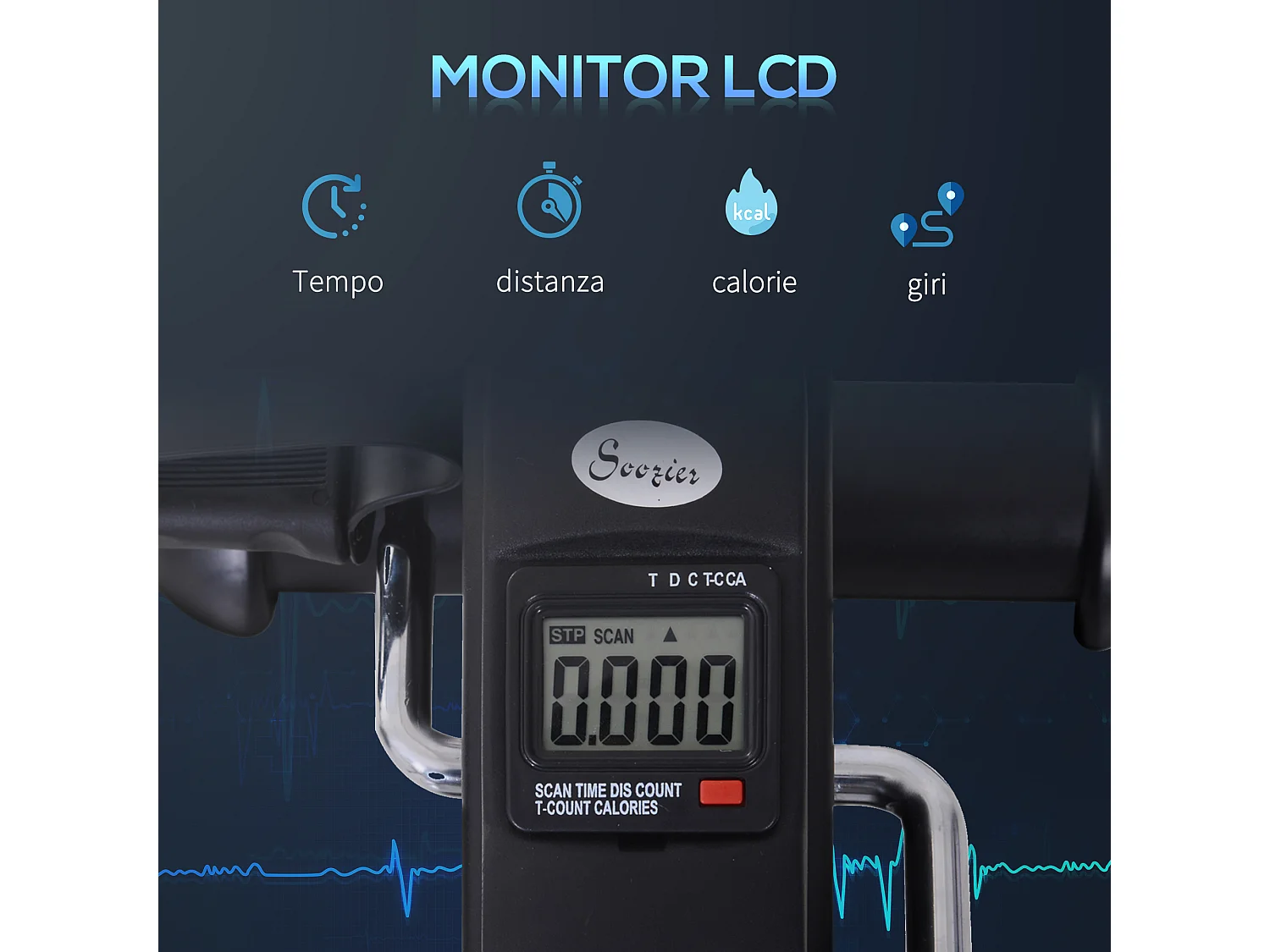 Mini Cyclette Portatile per l'Allenamento di Gambe per Braccia con Display LCD