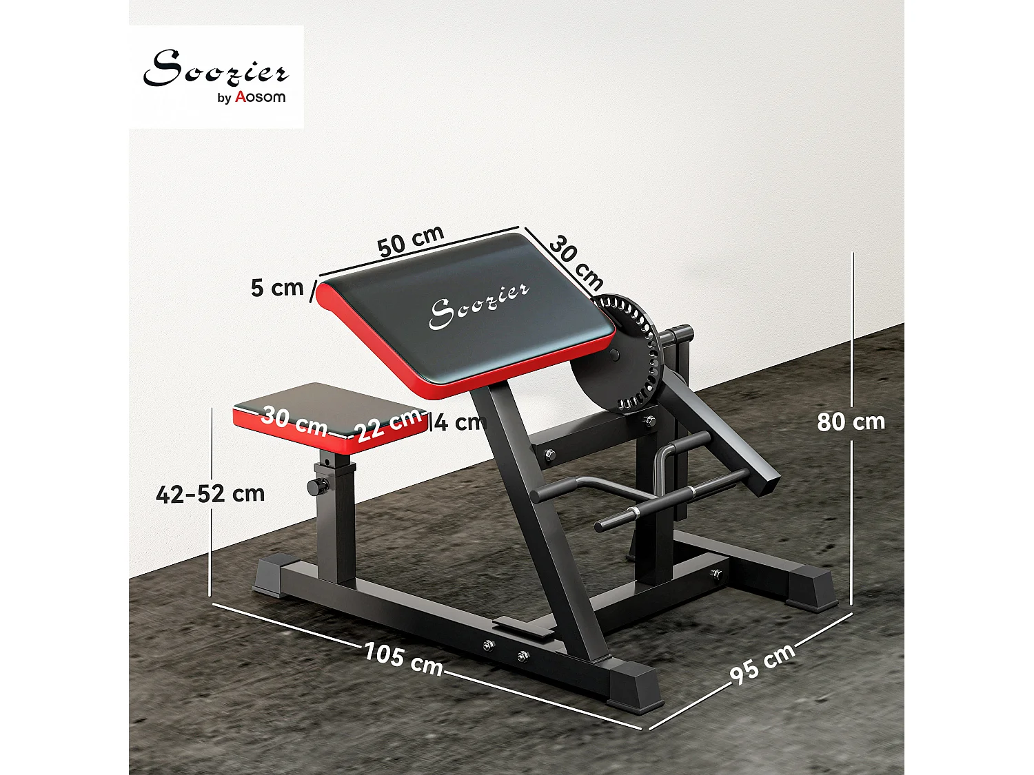 Panca per curl bicipiti regolabile con supporto per pesi nero