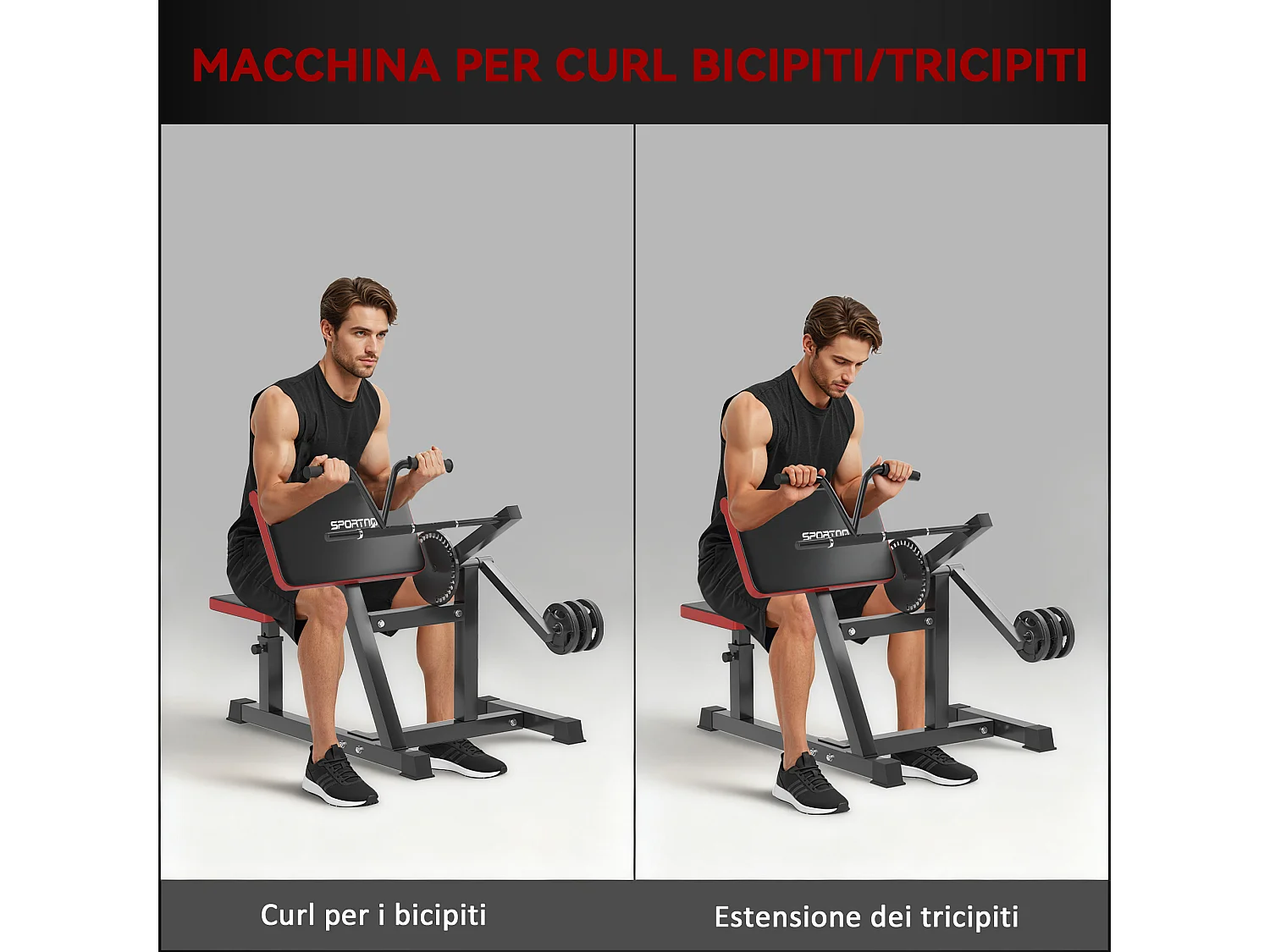 Panca per curl bicipiti regolabile con supporto per pesi nero