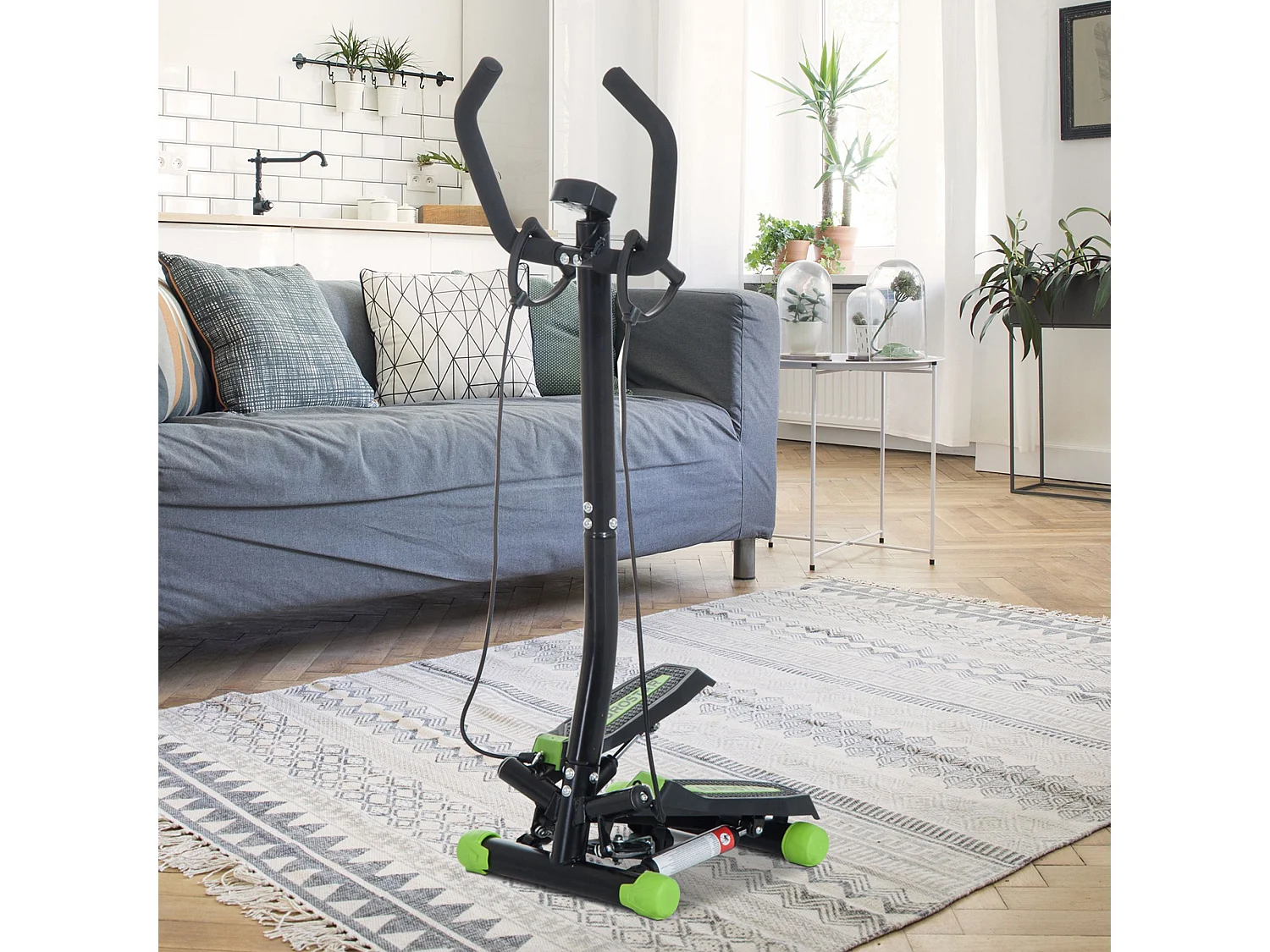 Stepper Professionale con Manubrio e Corde in Acciaio per Allenamento a Casa
