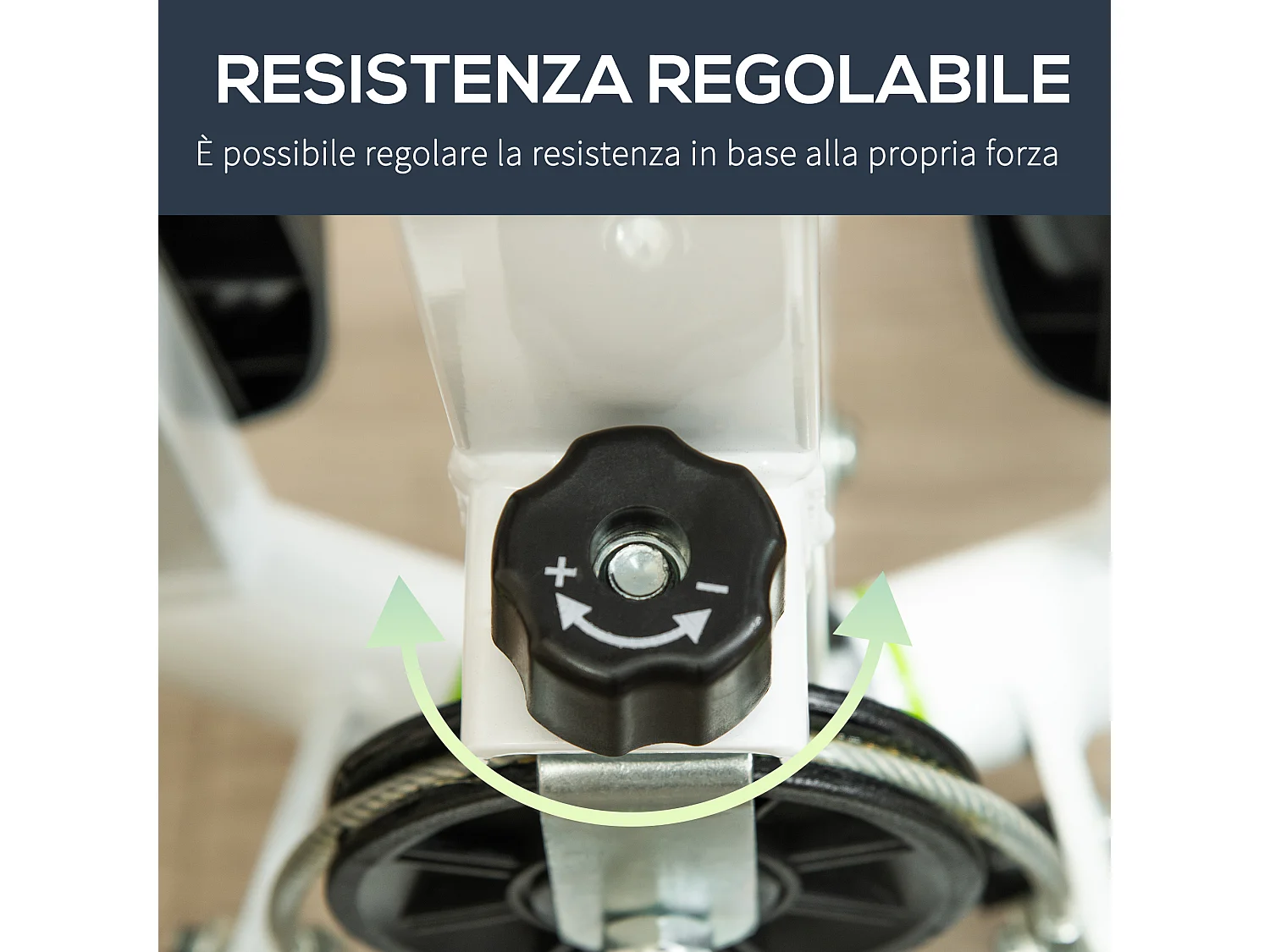 Stepper con manubrio con monitor lcd e pedali antiscivolo bianco verde