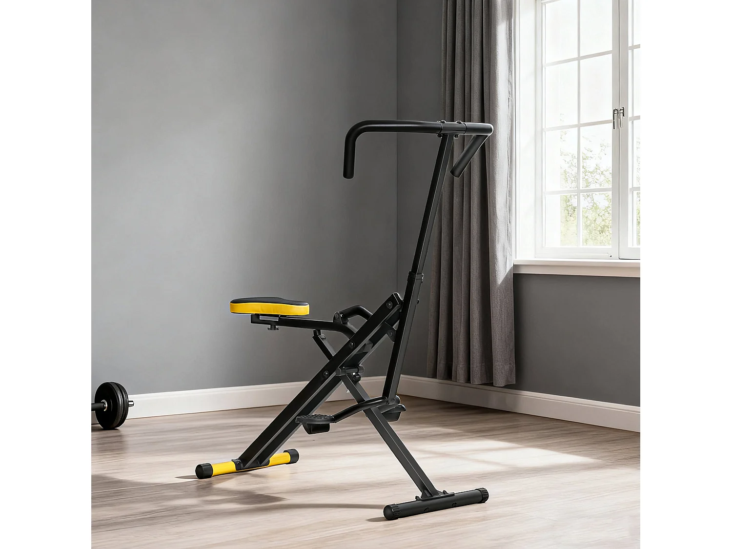 Macchina total crunch pieghevole in pp e acciaio 57x105x115 cm giallo