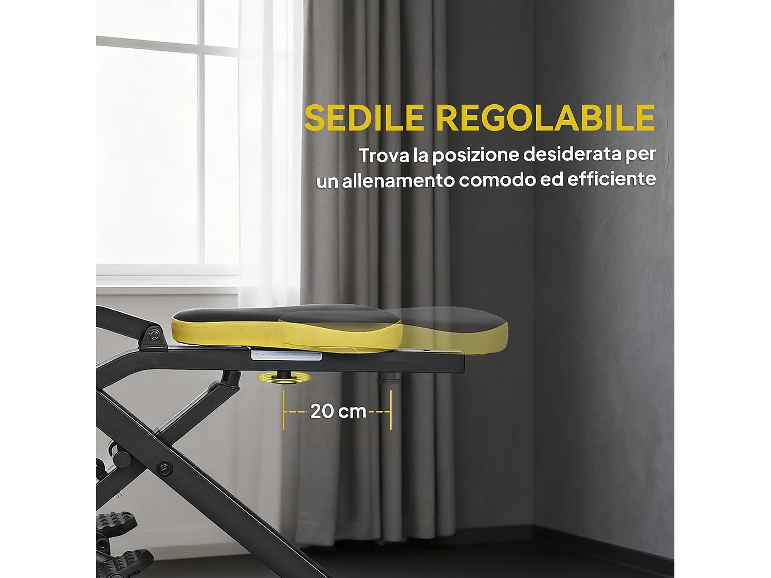 Macchina total crunch pieghevole in pp e acciaio 57x105x115 cm giallo