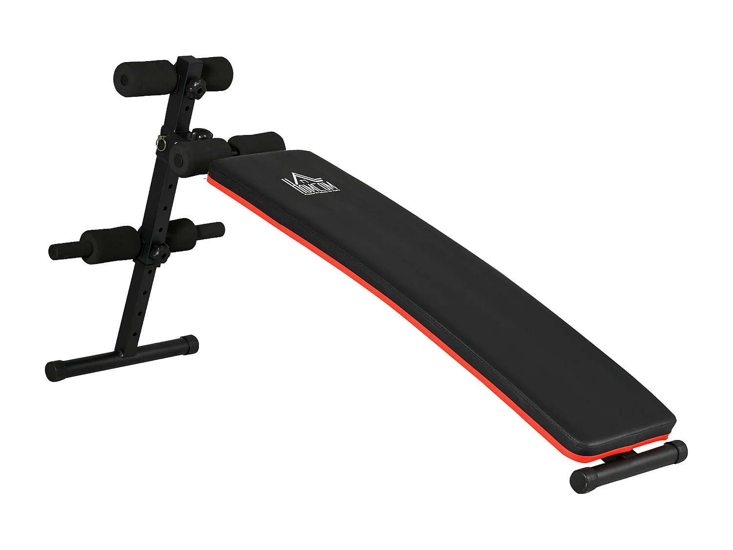 Panca per addominali pieghevole e regolabile imbottita nero e rosso