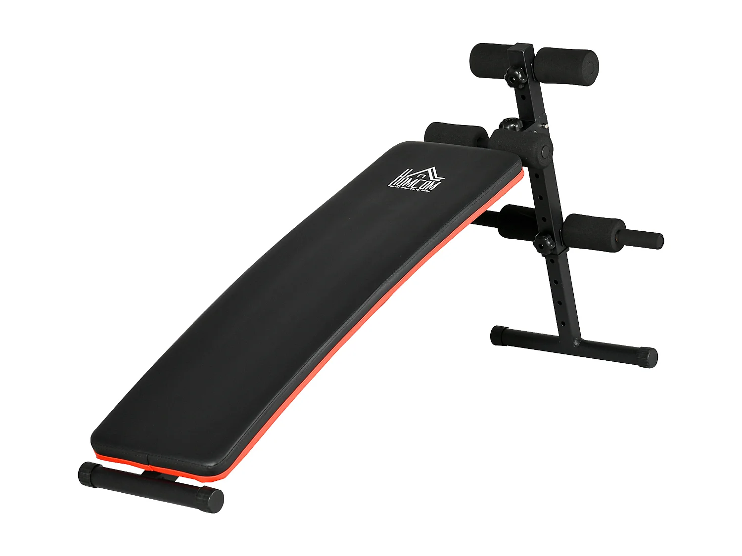 Panca per addominali pieghevole e regolabile imbottita nero e rosso