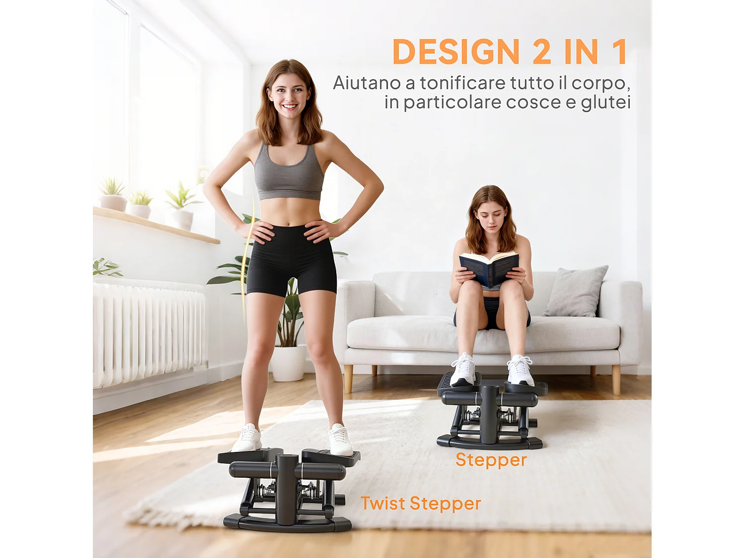 Stepper twister con monitor lcd e pedali grandi antiscivolo nero