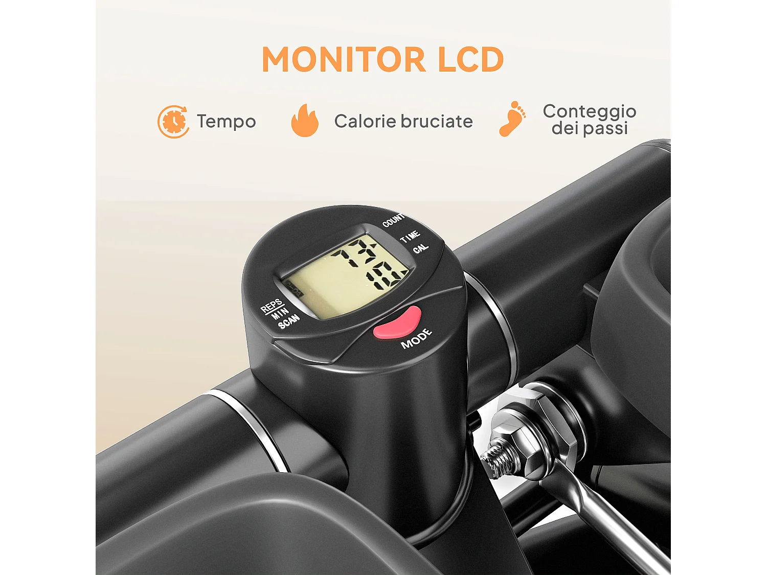 Stepper twister con monitor lcd e pedali grandi antiscivolo nero
