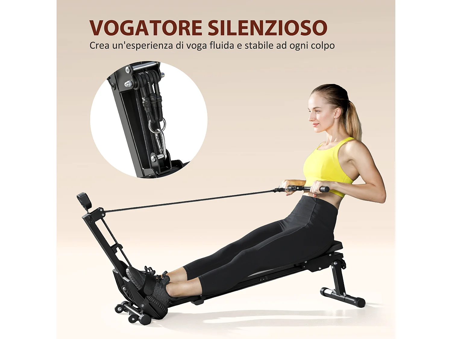 Vogatore pieghevole con monitor lcd e capacità 150 kg