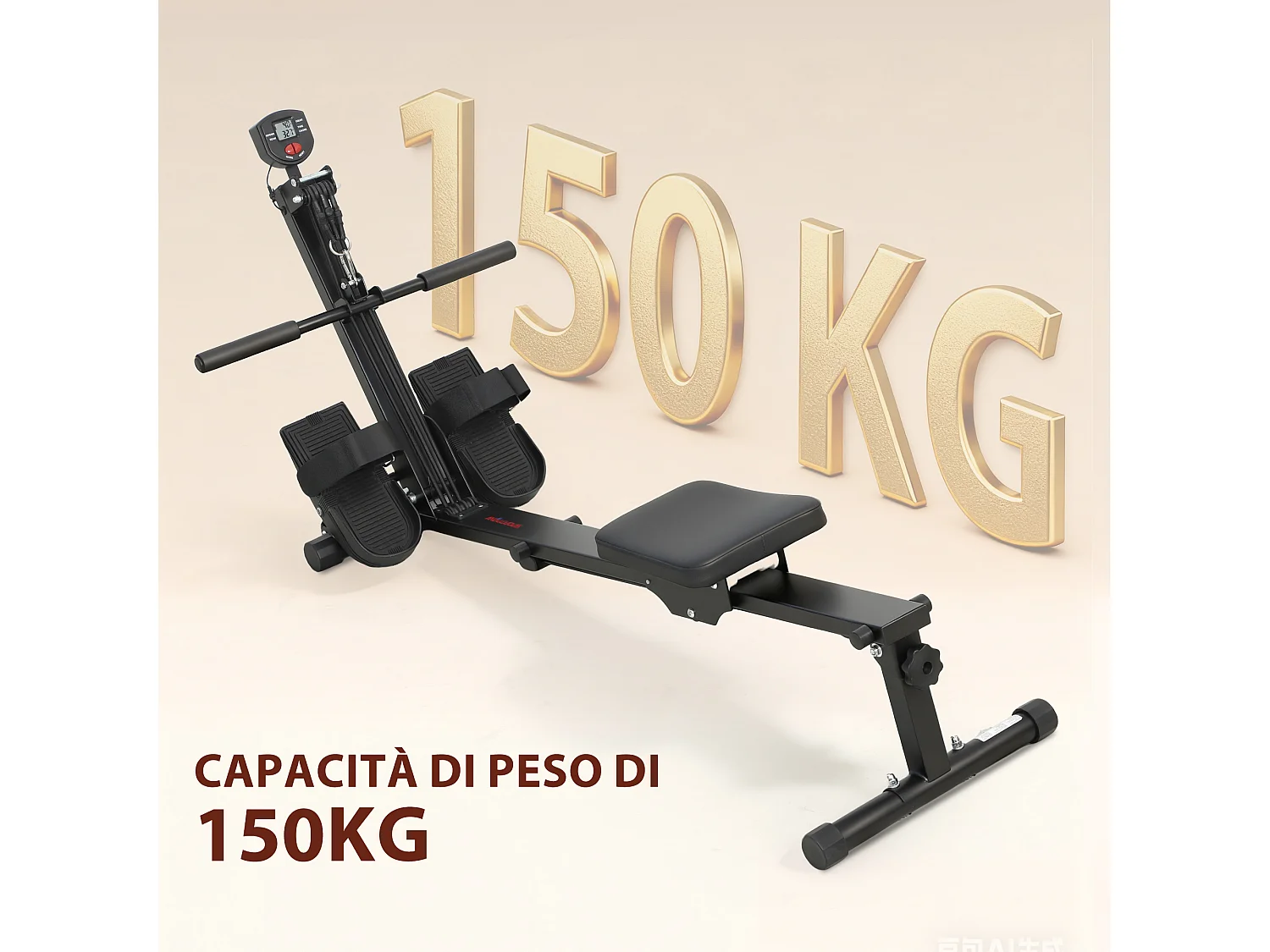 Vogatore pieghevole con monitor lcd e capacità 150 kg