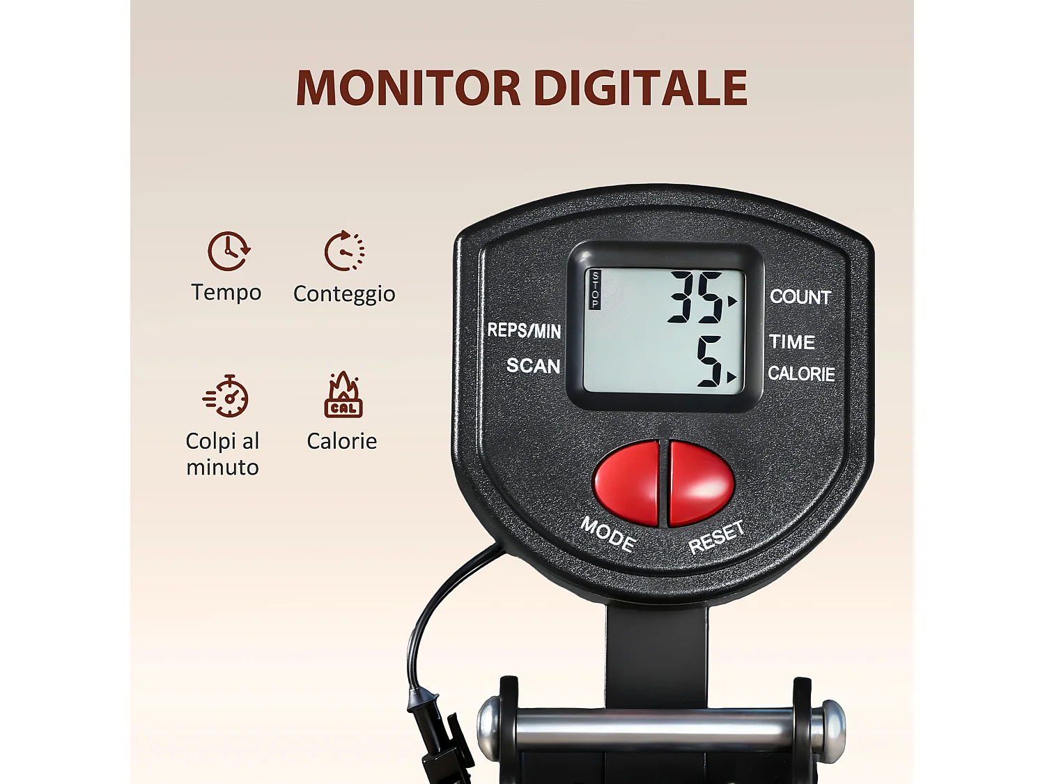 Vogatore pieghevole con monitor lcd e capacità 150 kg