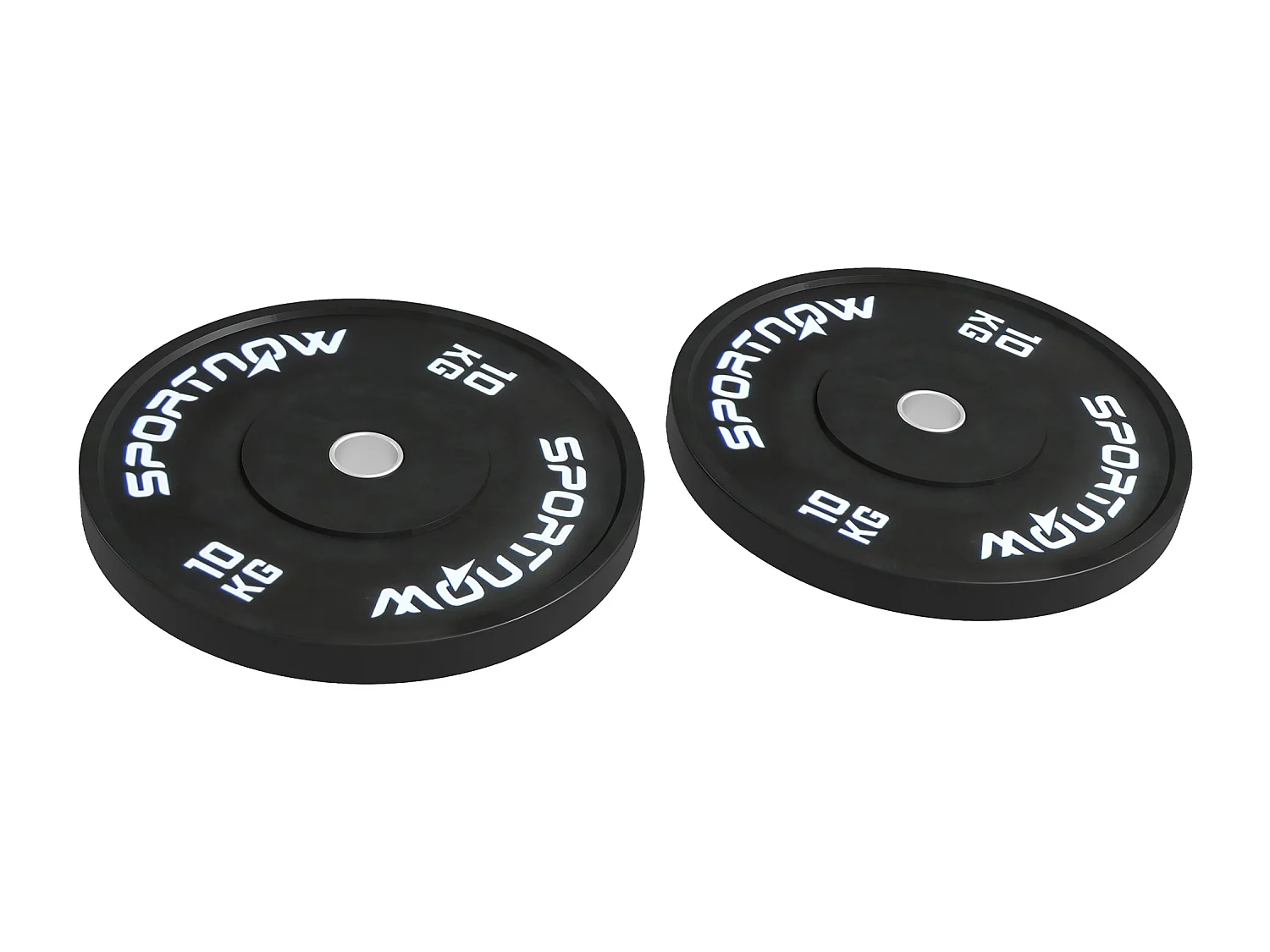 Set di 2 dischi pesi da 10kg da per bilanciere e manubri in gomma nero