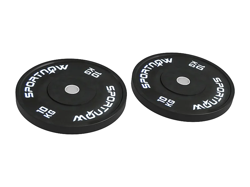 Set di 2 dischi pesi da 10kg da per bilanciere e manubri in gomma nero