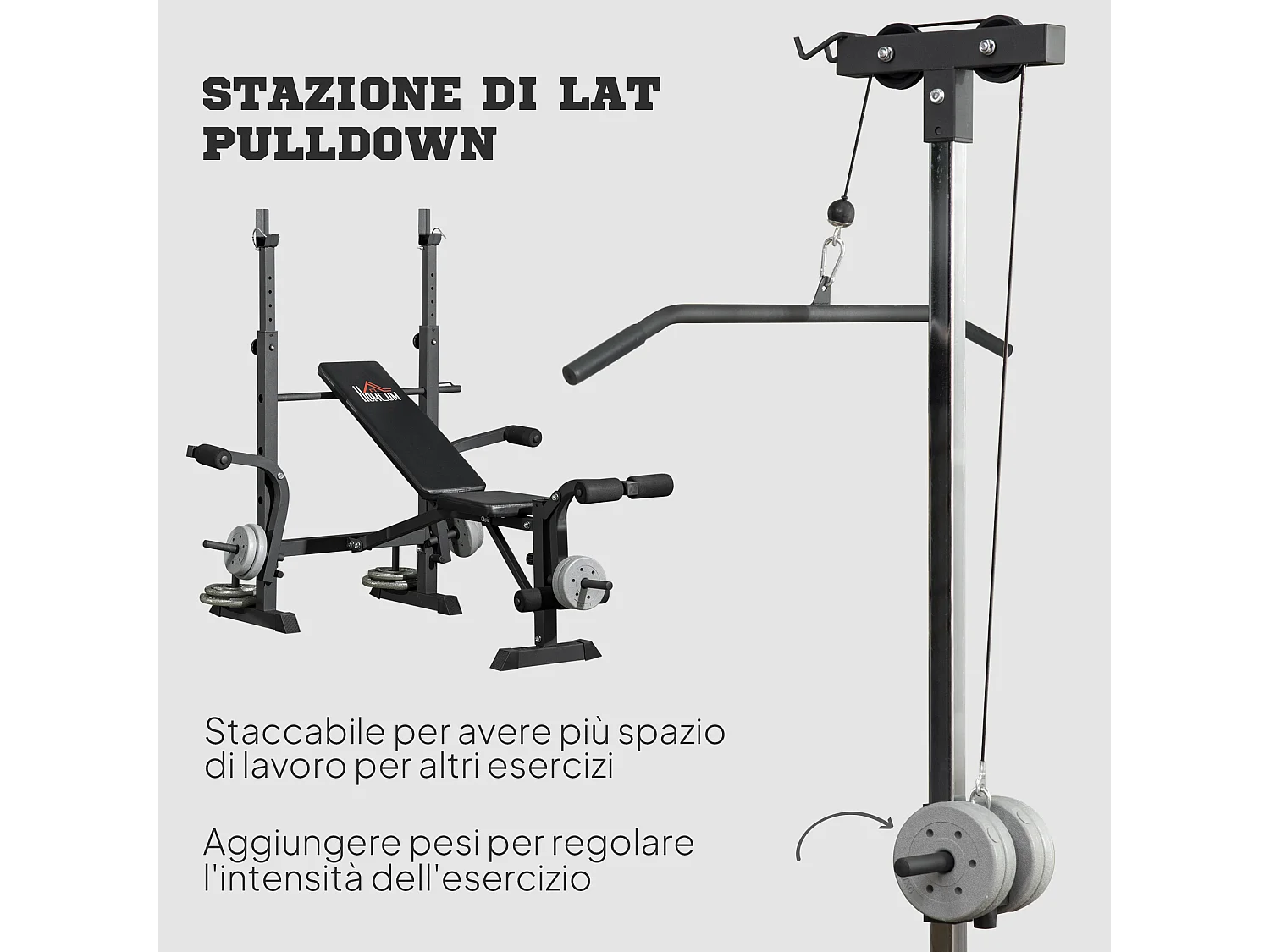 Panca fitness con leg press, squat rack e leg extension 180x134x200 cm