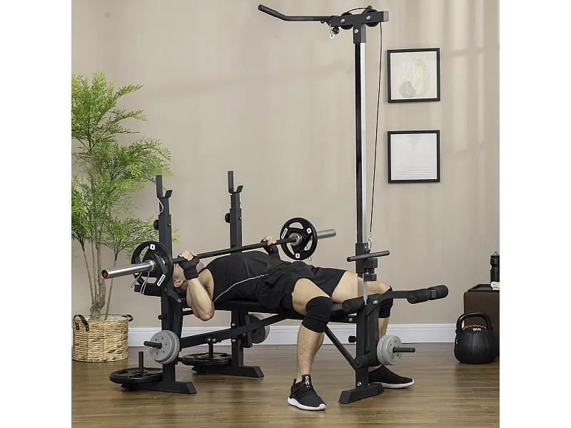 Panca fitness con leg press, squat rack e leg extension 180x134x200 cm