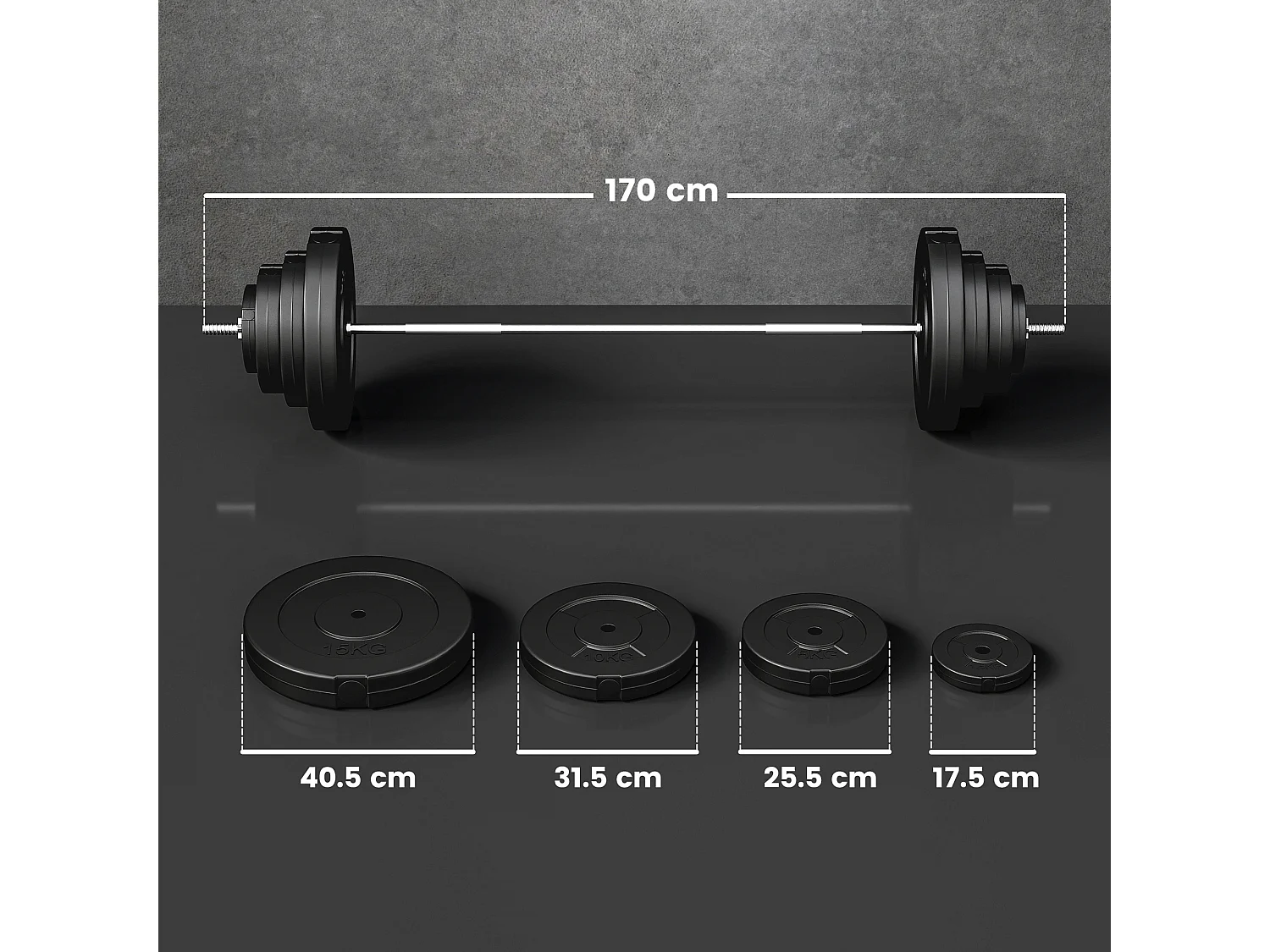 Set di Bilanciere e Dischi da 70 kg totali con 8 Pesi