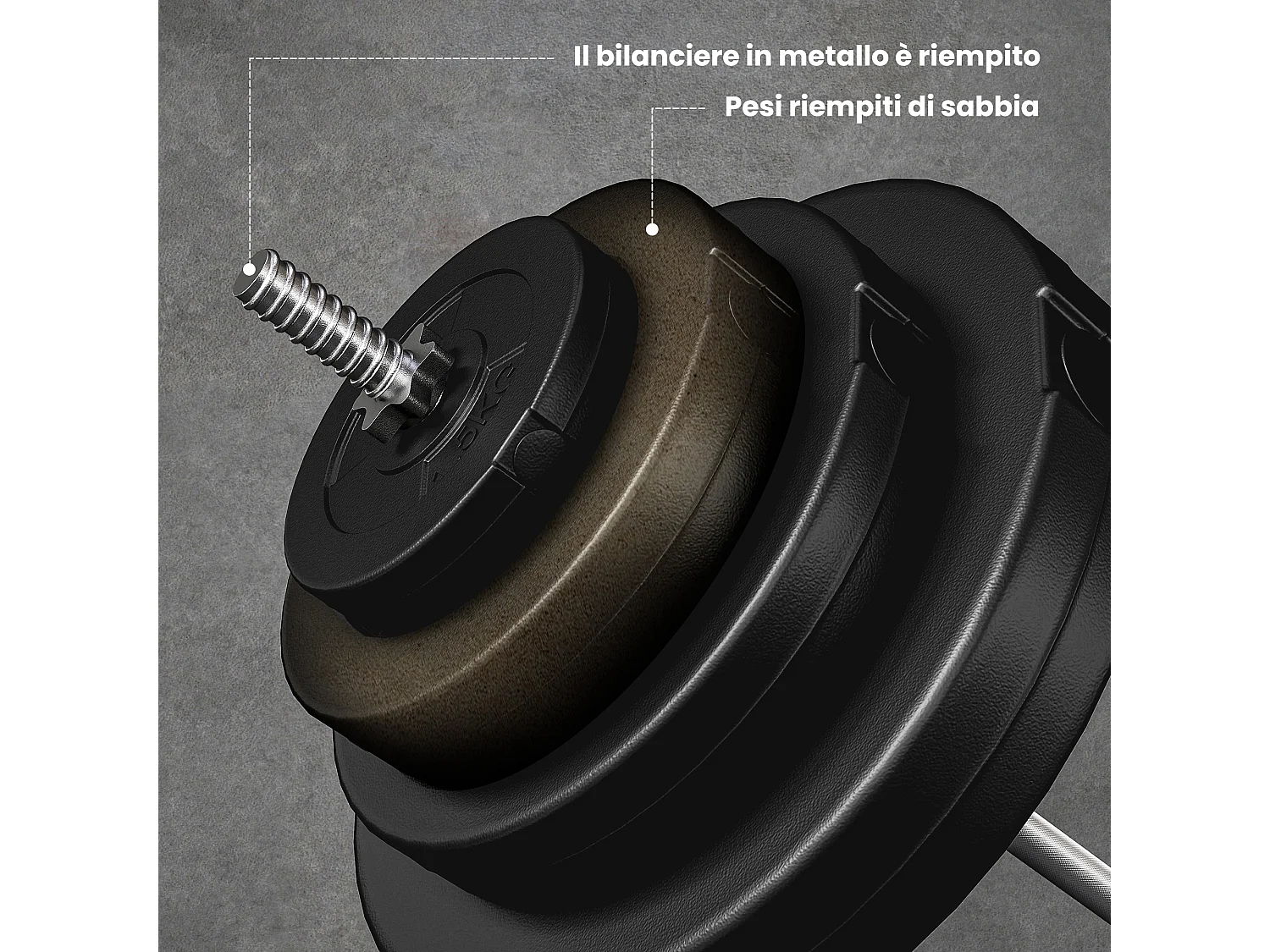 Set di Bilanciere e Dischi da 70 kg totali con 8 Pesi