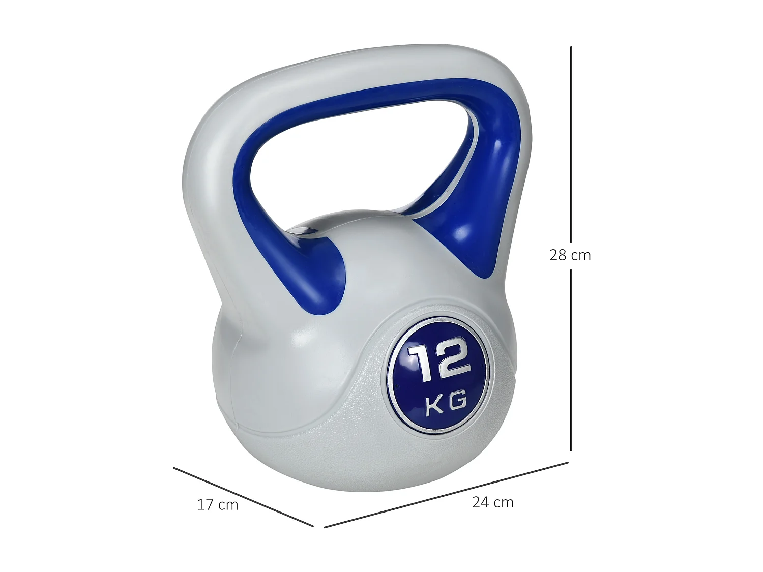 Kettlebell 12kg in pu e sabbia con base piatta e impugnatura