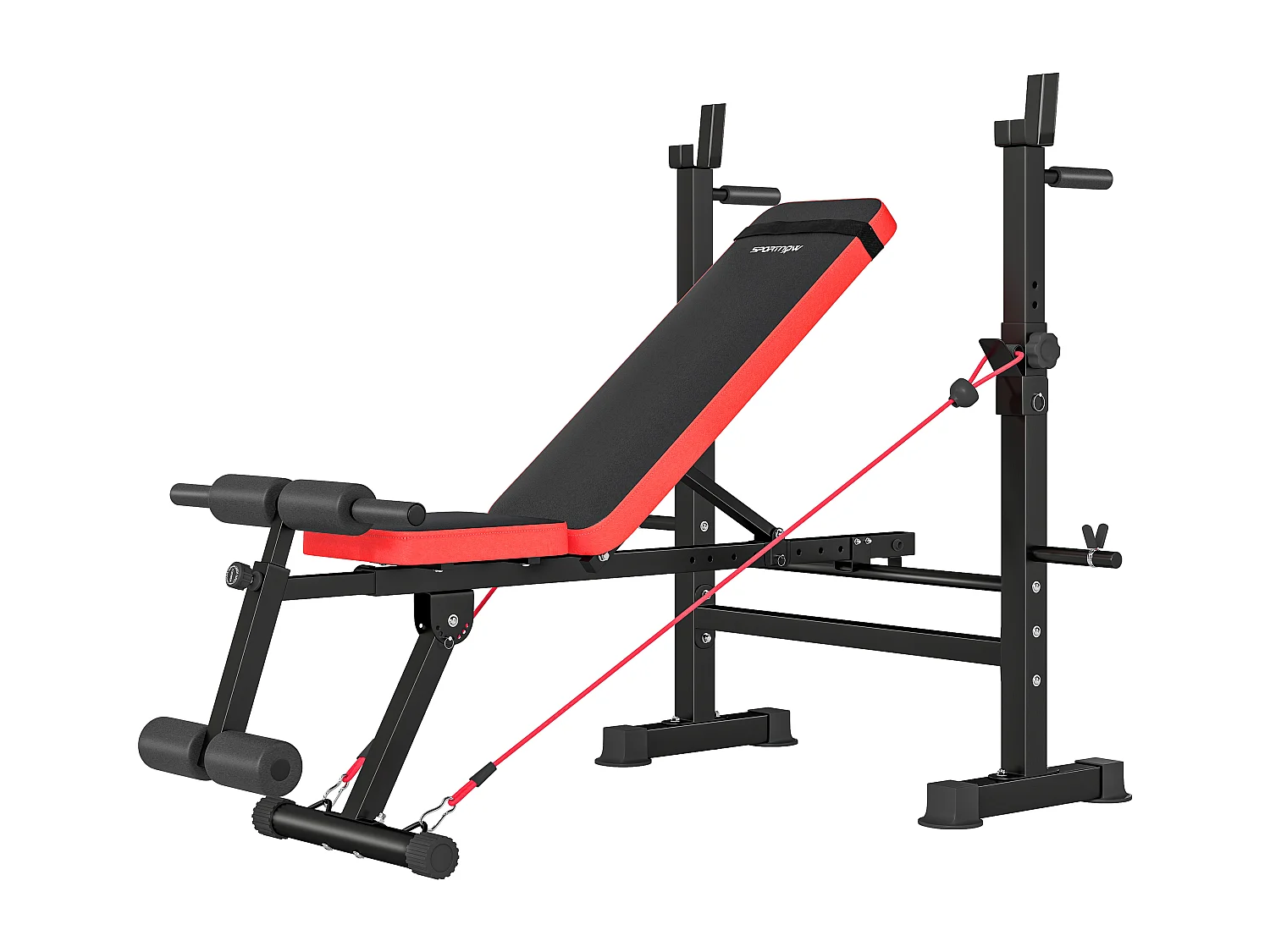 Panca fitness con rack per pesi sedile e schienale regolabili