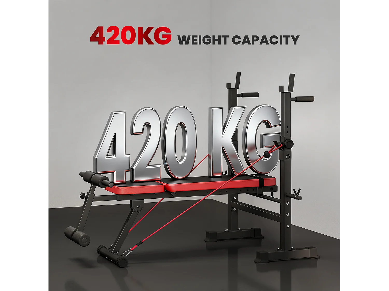 Panca fitness con rack per pesi sedile e schienale regolabili