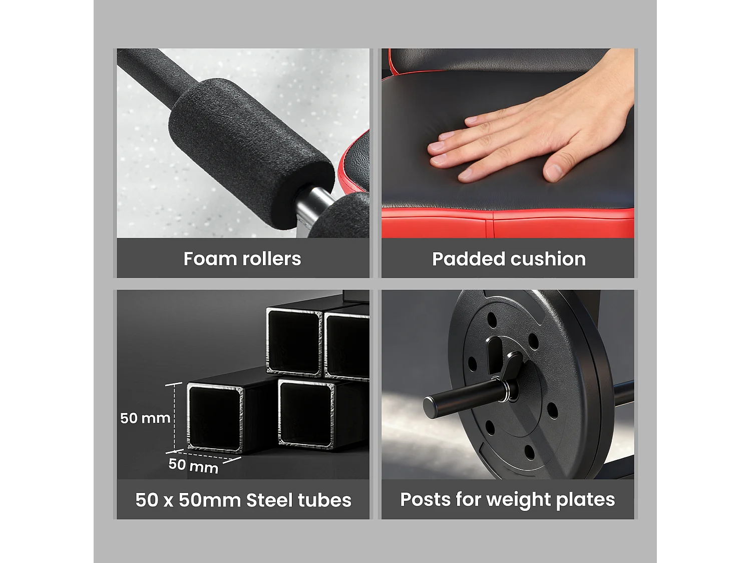 Panca fitness con rack per pesi sedile e schienale regolabili