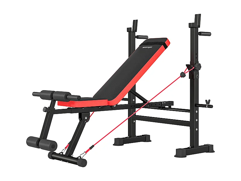 Panca fitness con rack per pesi sedile e schienale regolabili