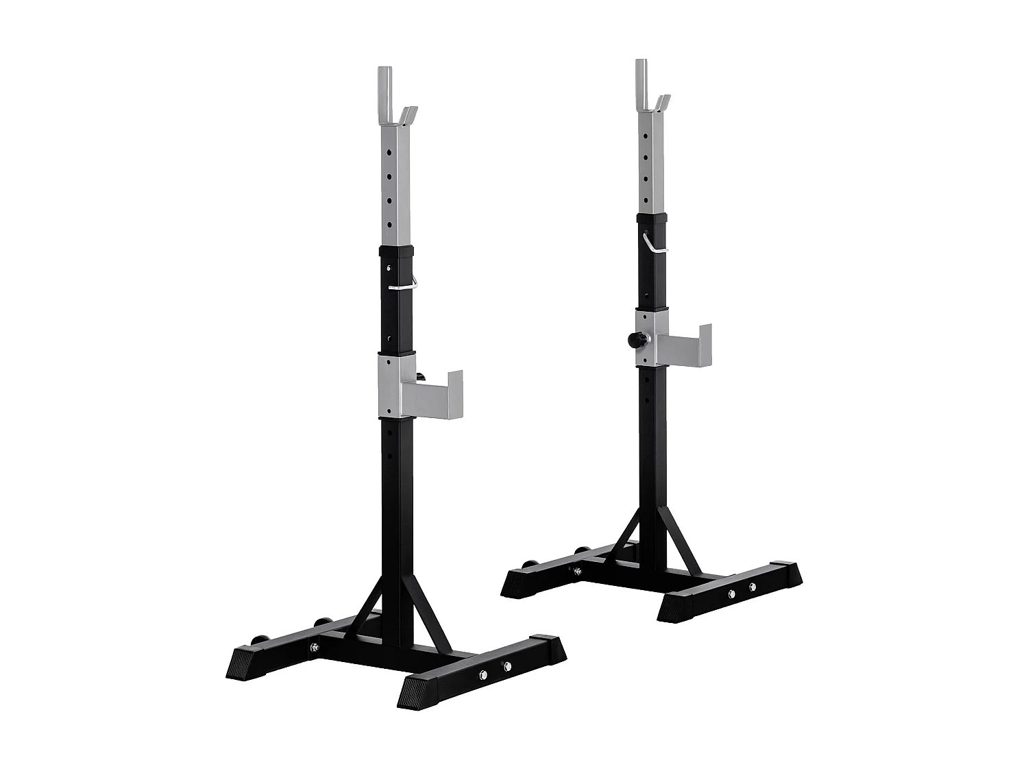 Set 2 rack porta bilanciere in acciaio altezza regolabile ganci