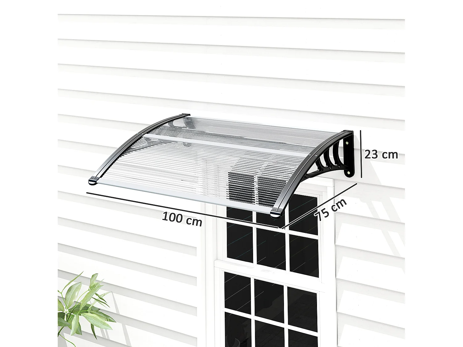 Pensilina esterni impermeabile anti-uv in pc 75x100x23 cm trasparente