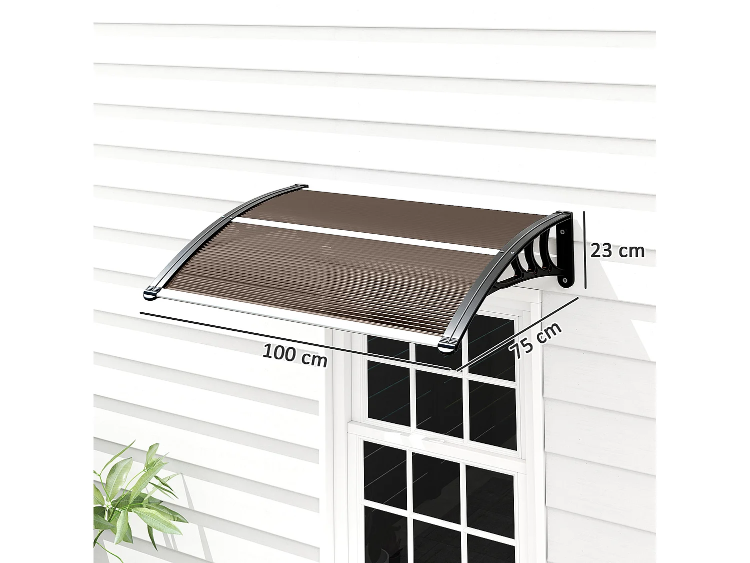 Pensilina da esterni impermeabile anti-uv in pc 75x100x23 cm marrone