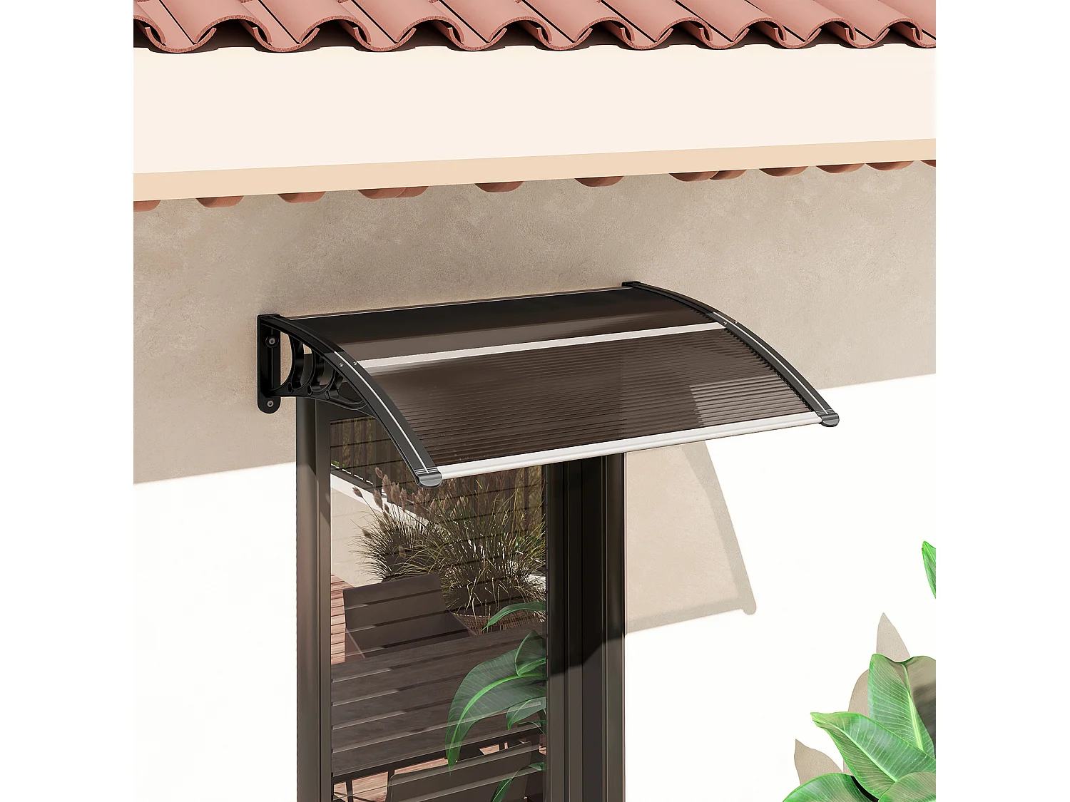 Pensilina da esterni impermeabile anti-uv in pc 75x100x23 cm marrone